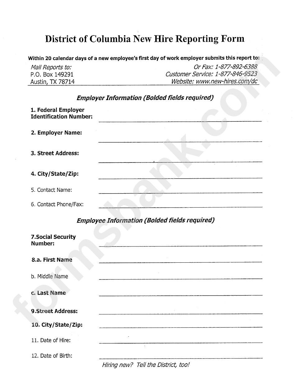 Hew Hire Reporting Form