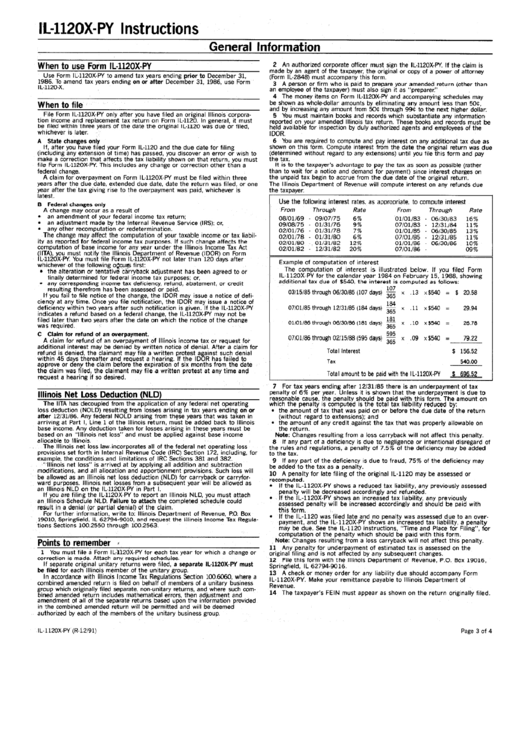 Form Il-1120x-Py - Instructions Printable pdf