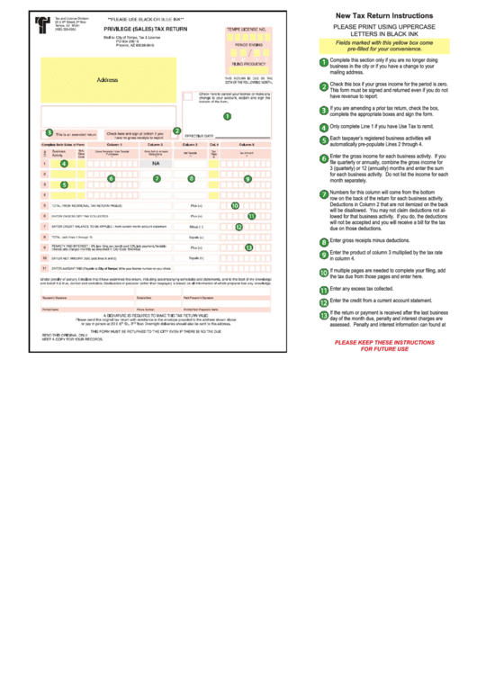 New Tax Return Instructions Sheet Printable pdf