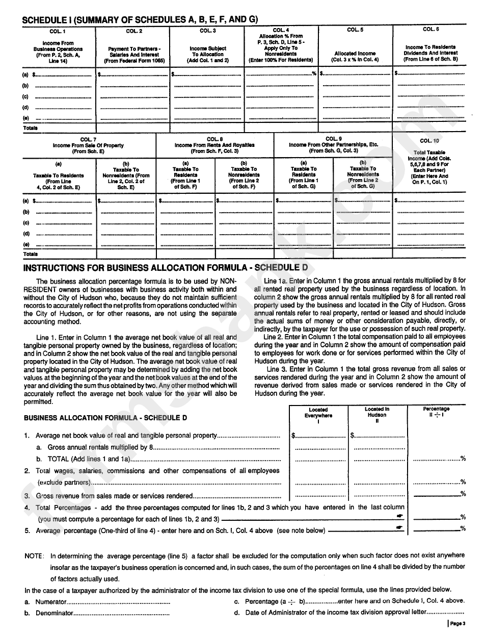 Form Hu-1065 - Instructions Of Partnership Income Tax Return Form