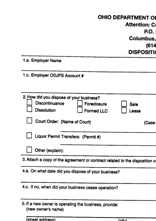 Form Jfs 66308 Disposition Of Business Ohio Dpartment