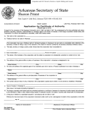 Form F-01 - Application For Certificate Of Authority - Arkansas Secretary Of State - Sharon Priest