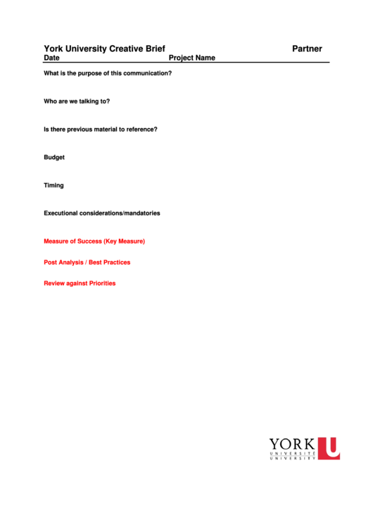 Creative Brief Template Printable pdf