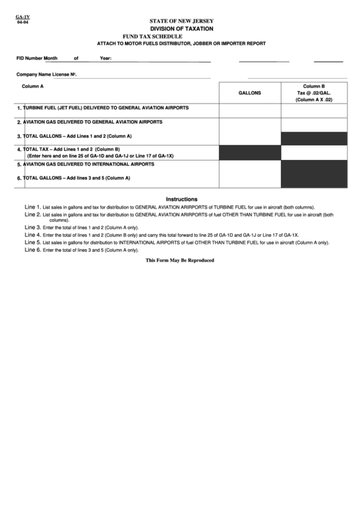 Fillable Form Ga1v Attach To Motor Fuels Distributor, Jobber Or