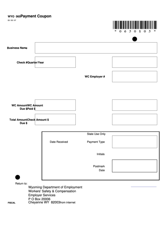 Form Wyo 065 - Payment Coupon Printable pdf