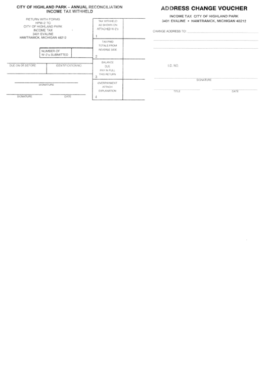 Annual Reconciliation Income Tax Withheld, Address Change Voucher, Summary Form Printable pdf
