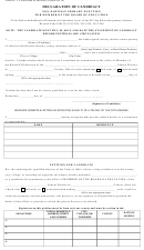 Form 2-v - Declaration Of Candidacy - Non-partisan Primary Election For Member Of The Board Of Education - 2014