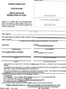 Form Mbca-l - Application For Reserv Ation Of Name - Business Corporation State Of Maine