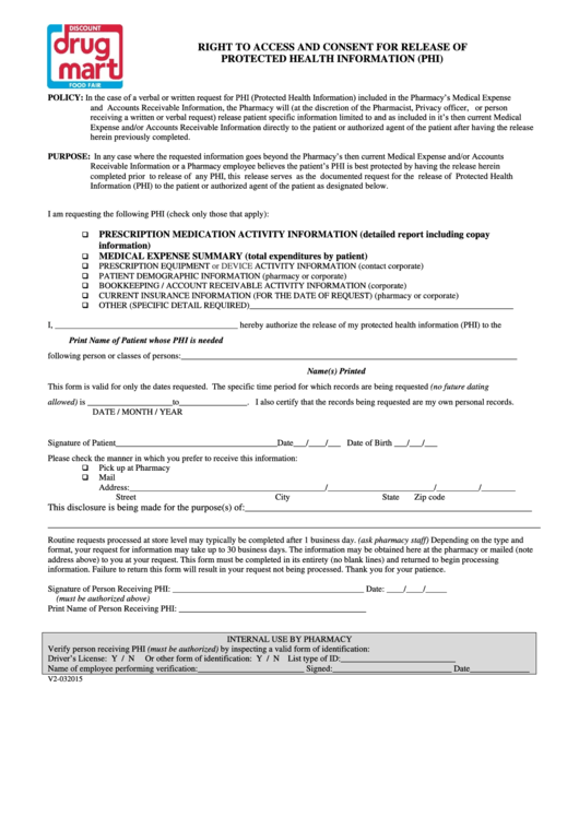 Form V2-03-2015 - Right To Access And Consent For Release Of Protected ...