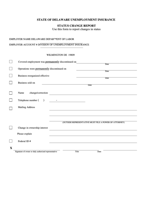 Status Change Report Form Printable pdf