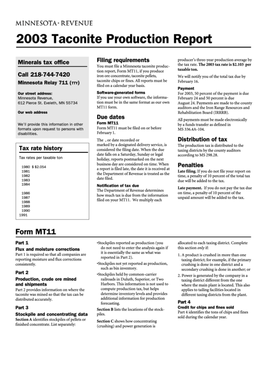 Form Mt11 - Instructions Sheet Printable pdf