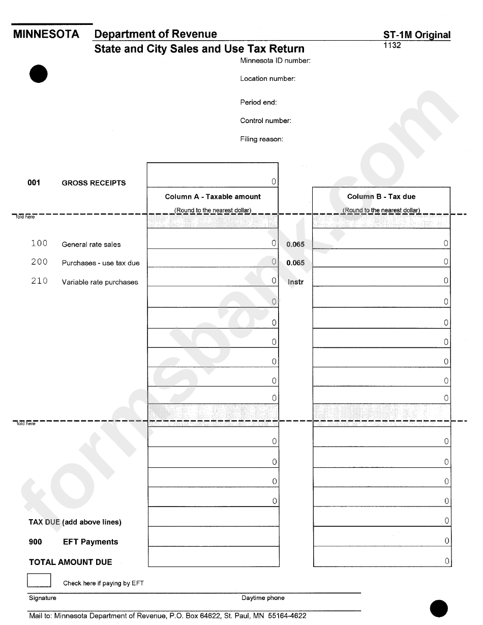 Form St-1m - State And City Sales And Use Tax Return
