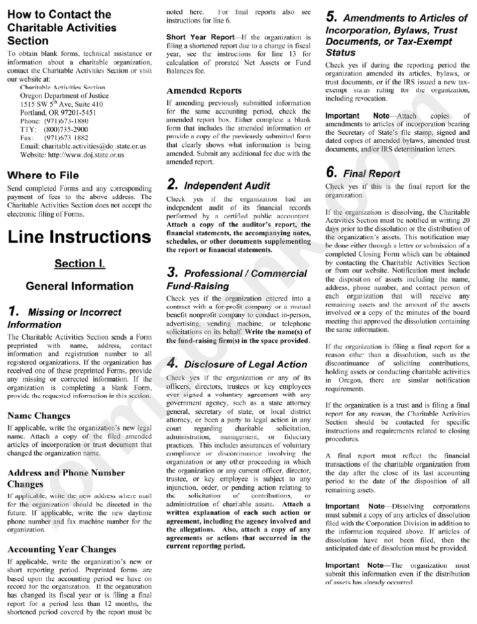 Form Ct-12 - Instructions - Oregon Department Of Justice