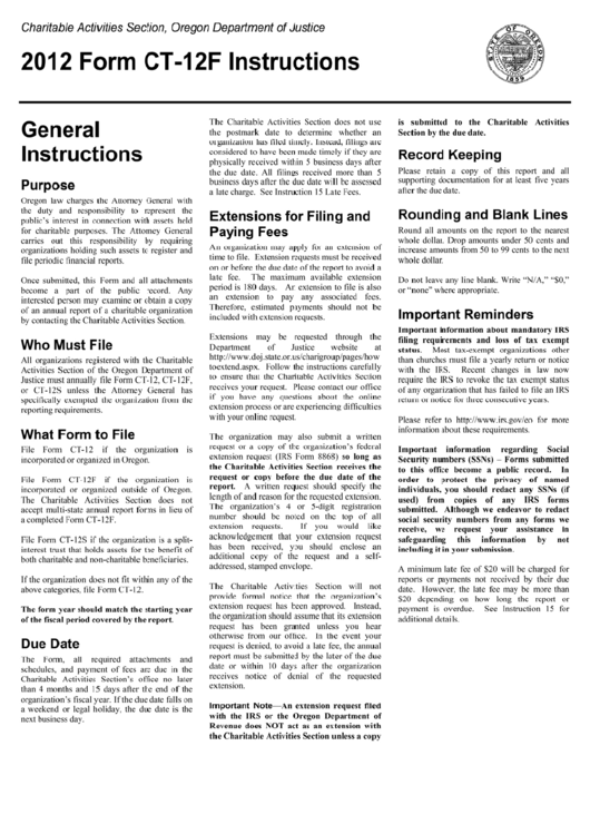 Form Ct-12f - Instructions 2012 Printable pdf