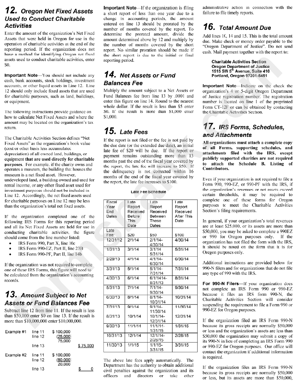 Form Ct-12f - Instructions 2012