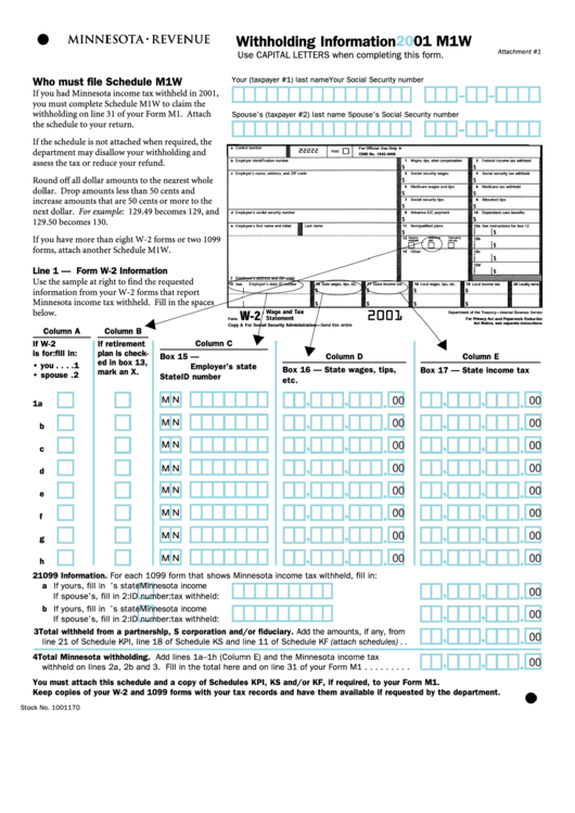 M1w Fillable Form Printable Forms Free Online 1103