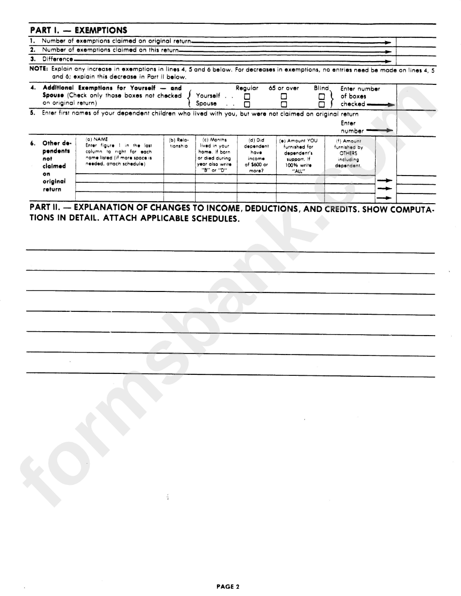 Form H-1040x - Amended Individual Return