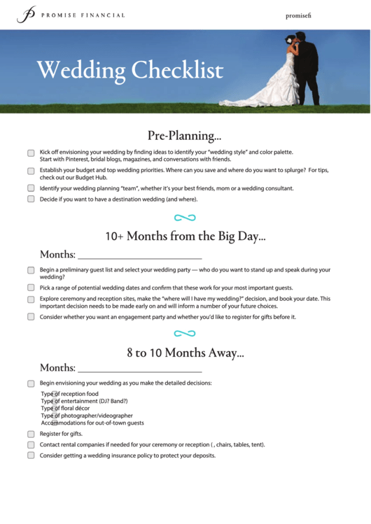 Fillable Wedding Checklist Template Printable pdf