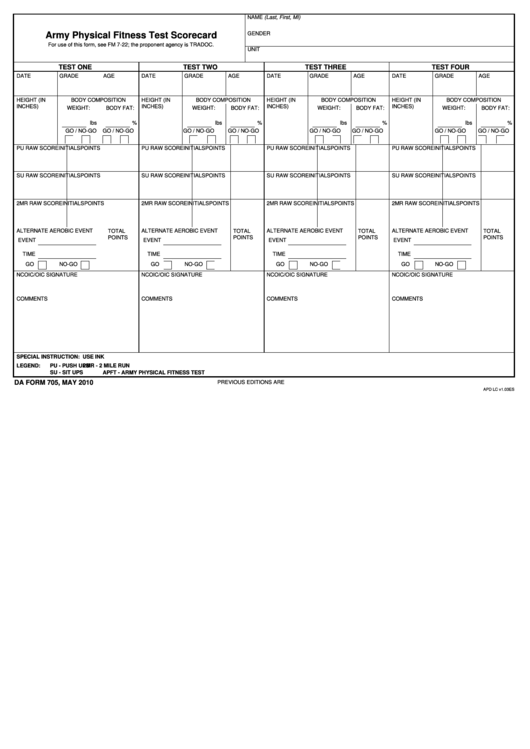 Apft Card Army Army Military