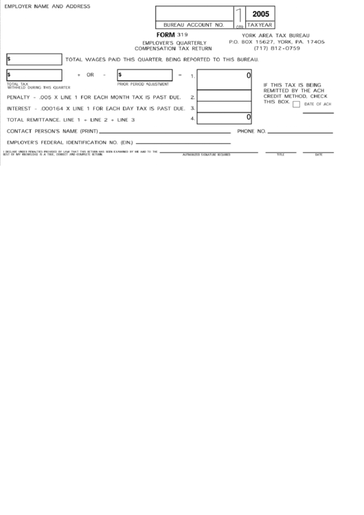 Fillable Form 319 - Employer