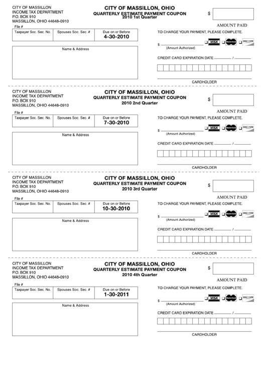 Quarterly Estimate Payment Coupon - 2010 - City Of Massillon Income Tax ...