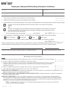 Form Mw-507 - Employee's Maryland Withholding Exemption Certificate
