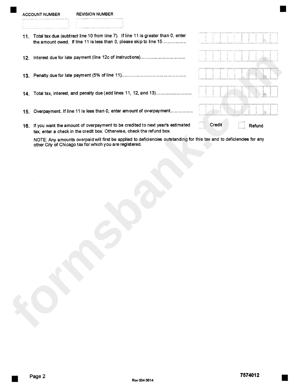 Form 7574 - Chicago Gas Use Tax - Department Of Revenue