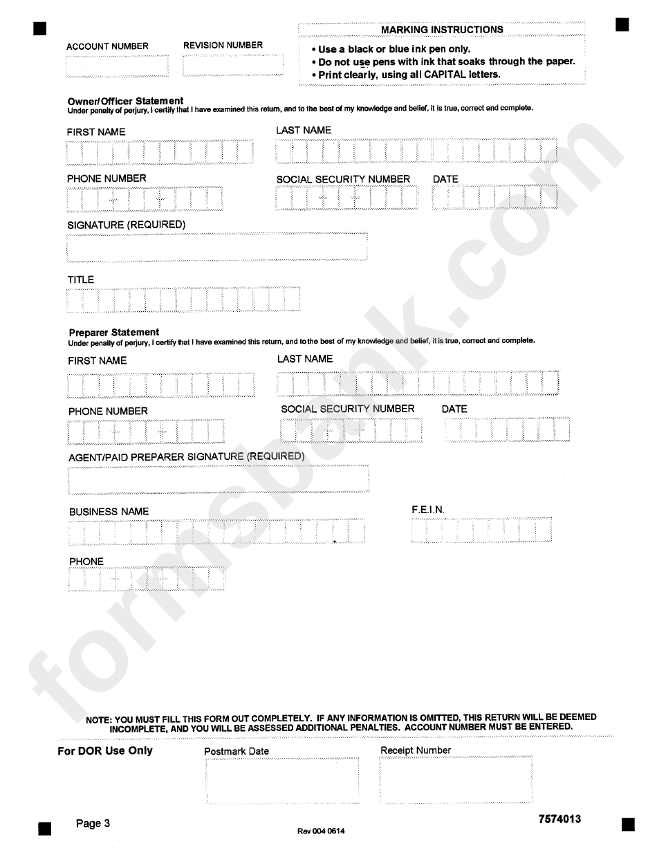 Form 7574 - Chicago Gas Use Tax - Department Of Revenue