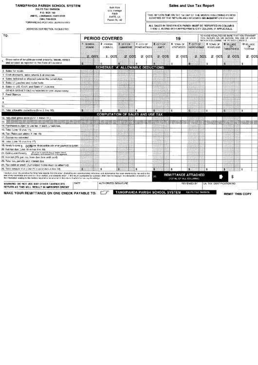 Sales And Use Tax Report Form Tangipahoa Parish School System