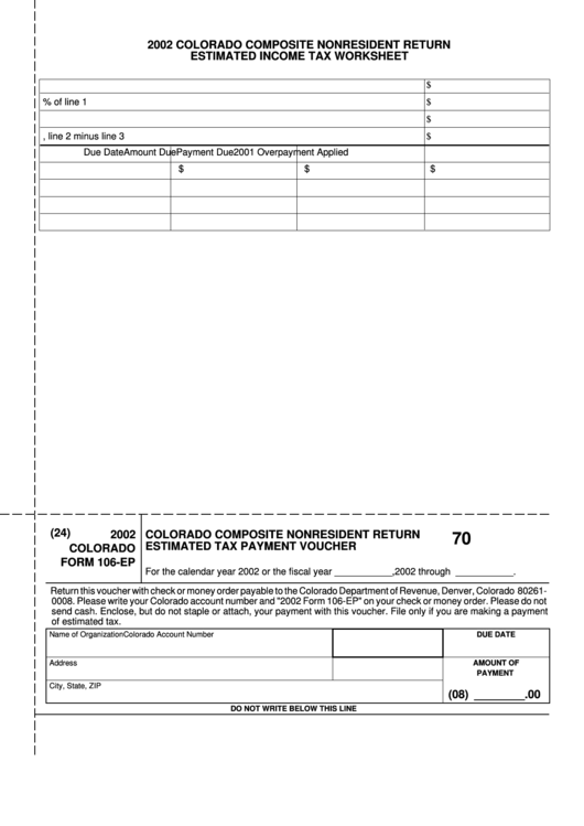 Form 106-Ep - Colorado Composite Nonresident Return Estimated Tax Payment Voucher - 2002 Printable pdf