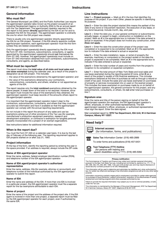 Form St-340 Instructions printable pdf download