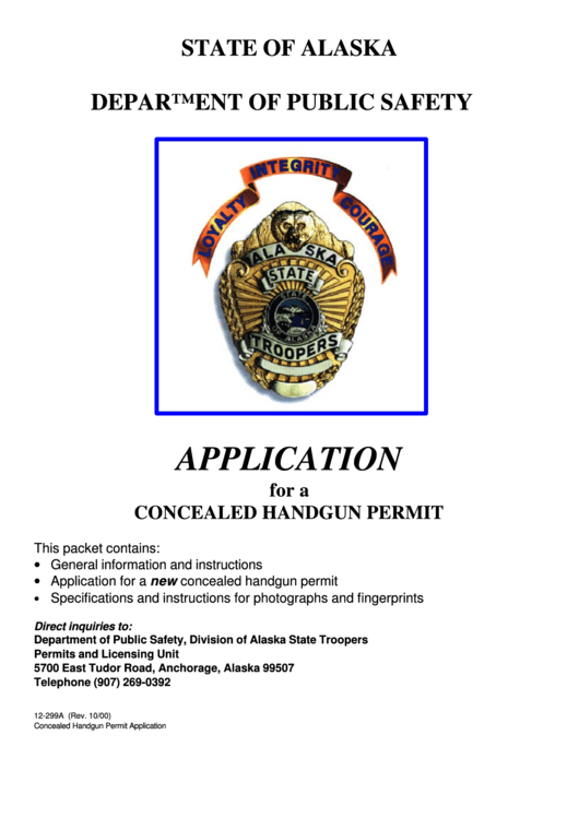 Form 12-299a - Concealed Handgun Permit Application Printable pdf