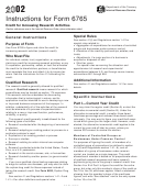 Instructions For Form 6765 - Credit For Increasing Research Activities - 2002 Printable pdf