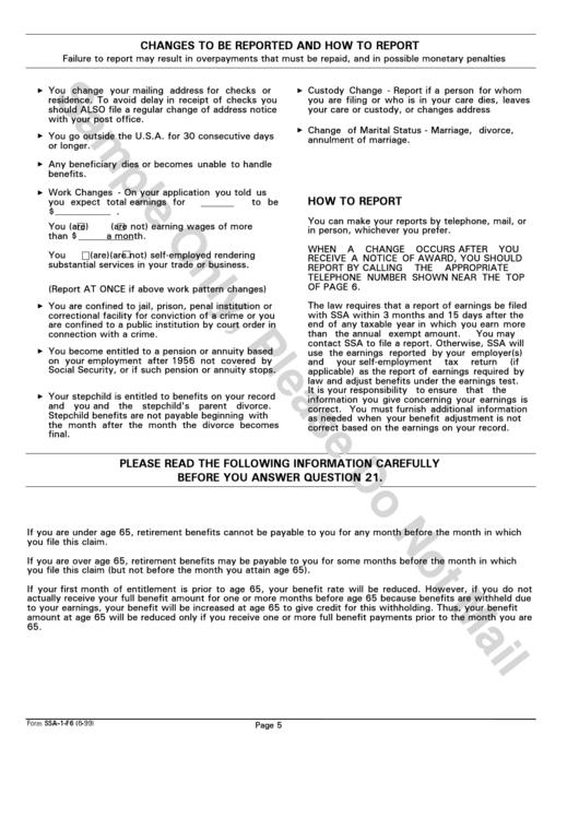 Form Ssa-1-F6 - Instructions Printable pdf