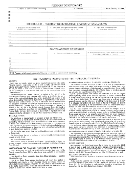 Form B0-1041 - Resident Beneficiaries Printable pdf