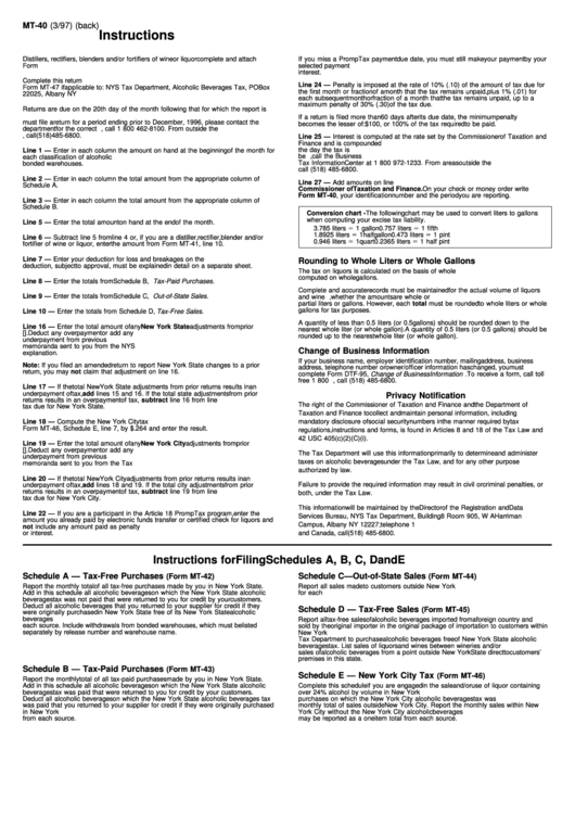 Form Mt-40 - Instructions Printable pdf