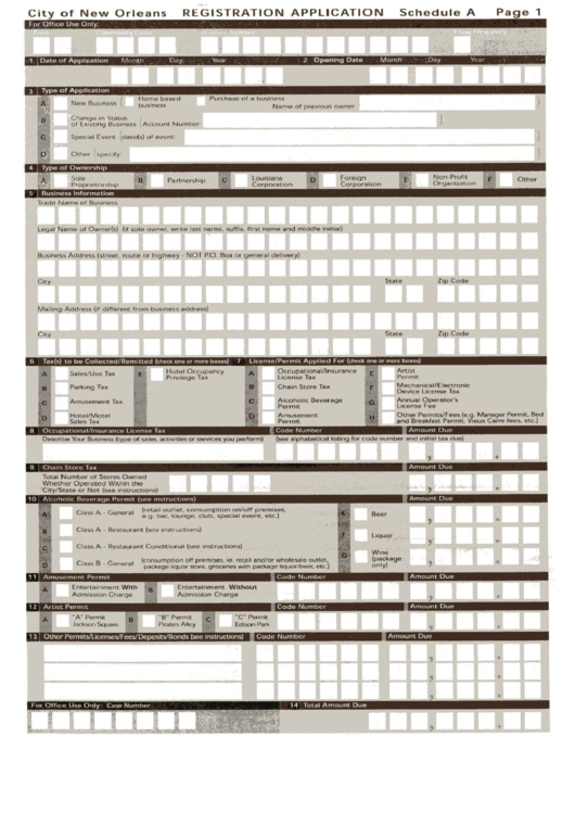 Registration Application Form (Shchedule A) Printable pdf