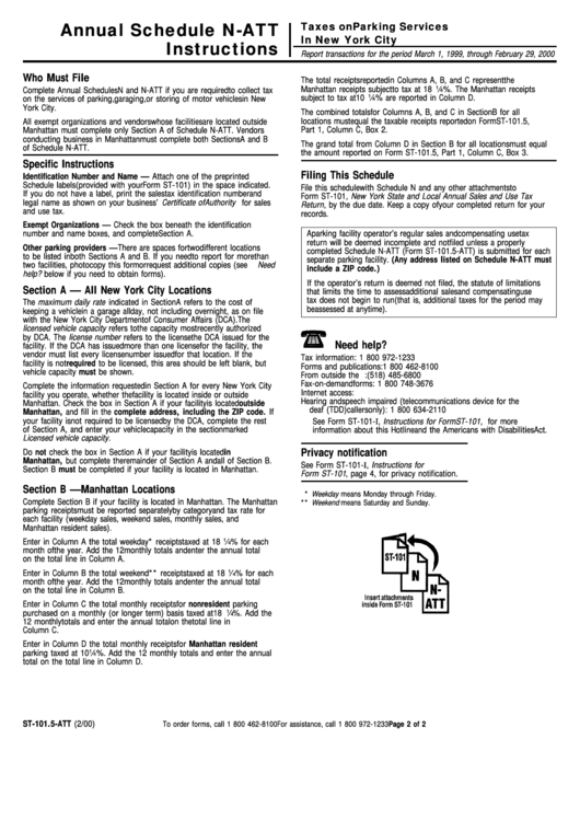 Form St-101.5-Att - Annual Schedule N-Att Instructions Printable pdf