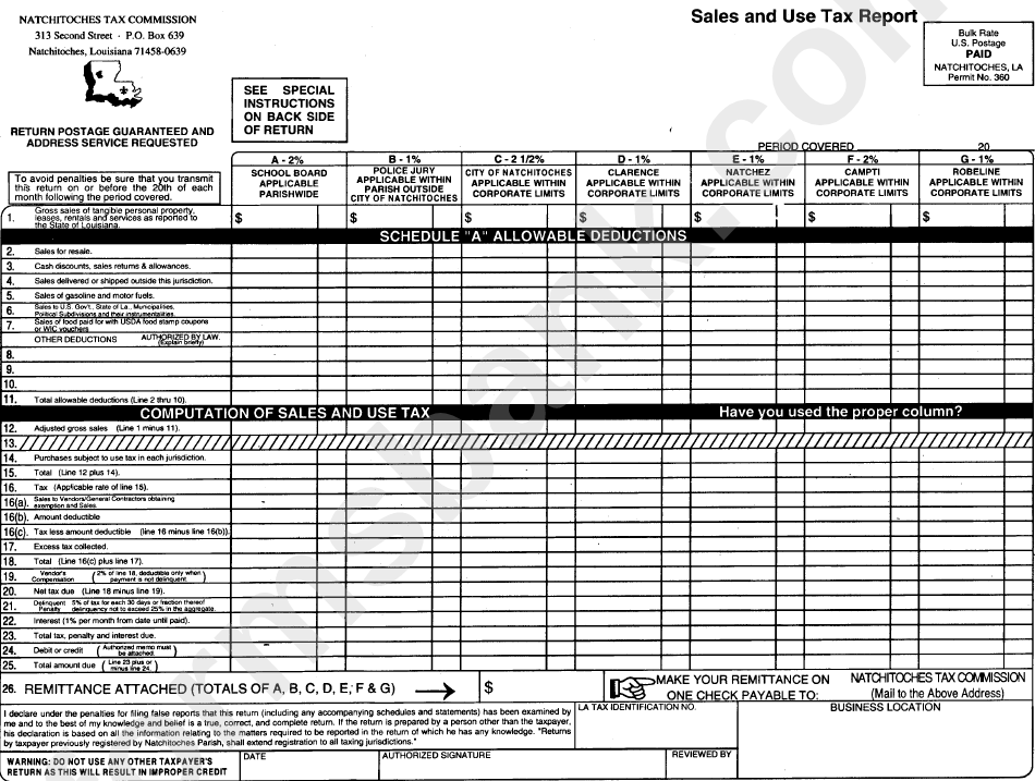 Sales And Use Tax Report