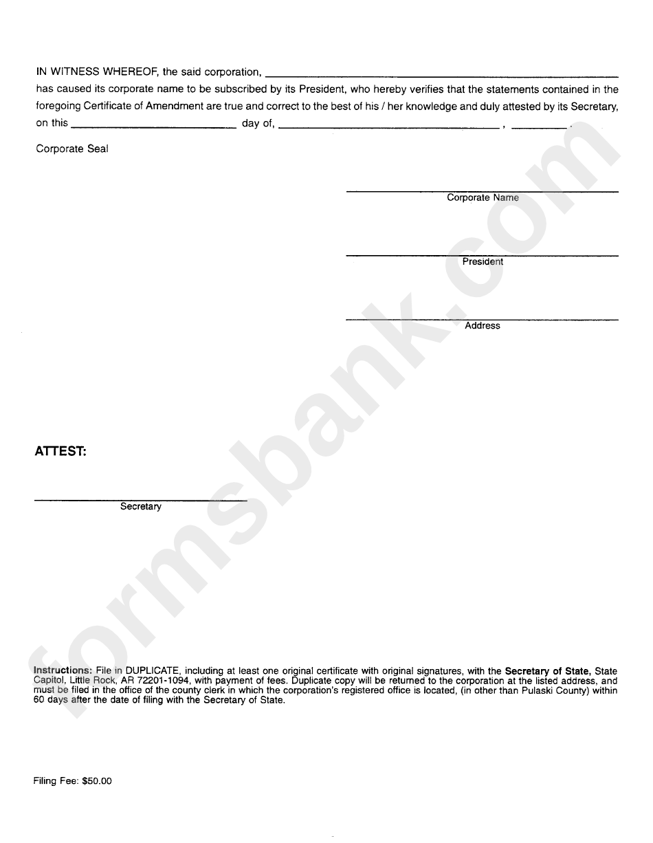 Form Do-01 - Certificate Of Amendment