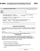 Form Ri-8800 - Application For Additional Extension Of Time To File R.i. Partnership Of R.i. Fiduciary Income Tax Return - 2000