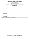 Certificate Of Amendment Form - Stock Corporation