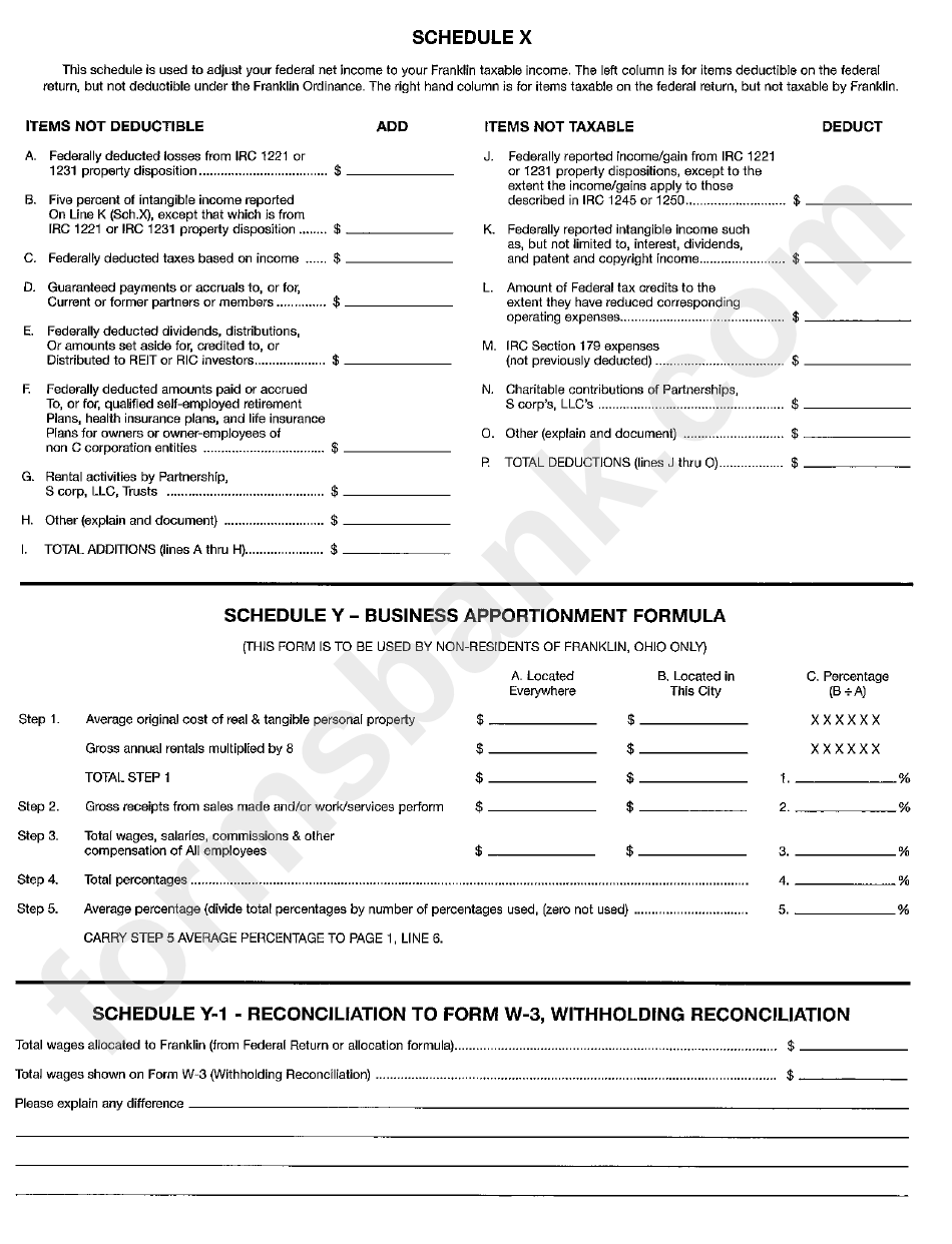 Business Income Tax Return - City Of Franklin