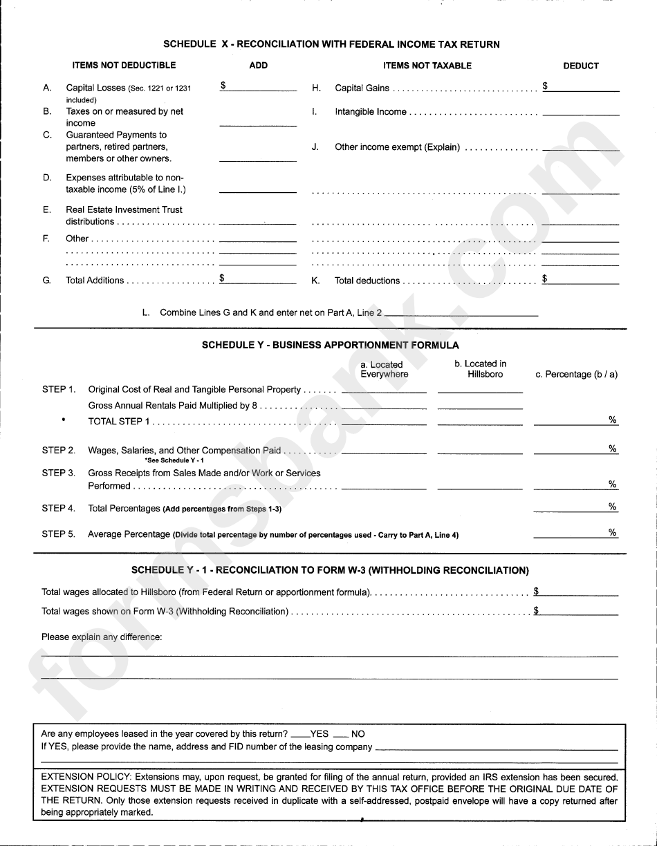 Form Br - Hillsboro Income Tax Return - 2007