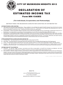 Form Mh-1040es - Declaration Of Estimated Tax - 2013