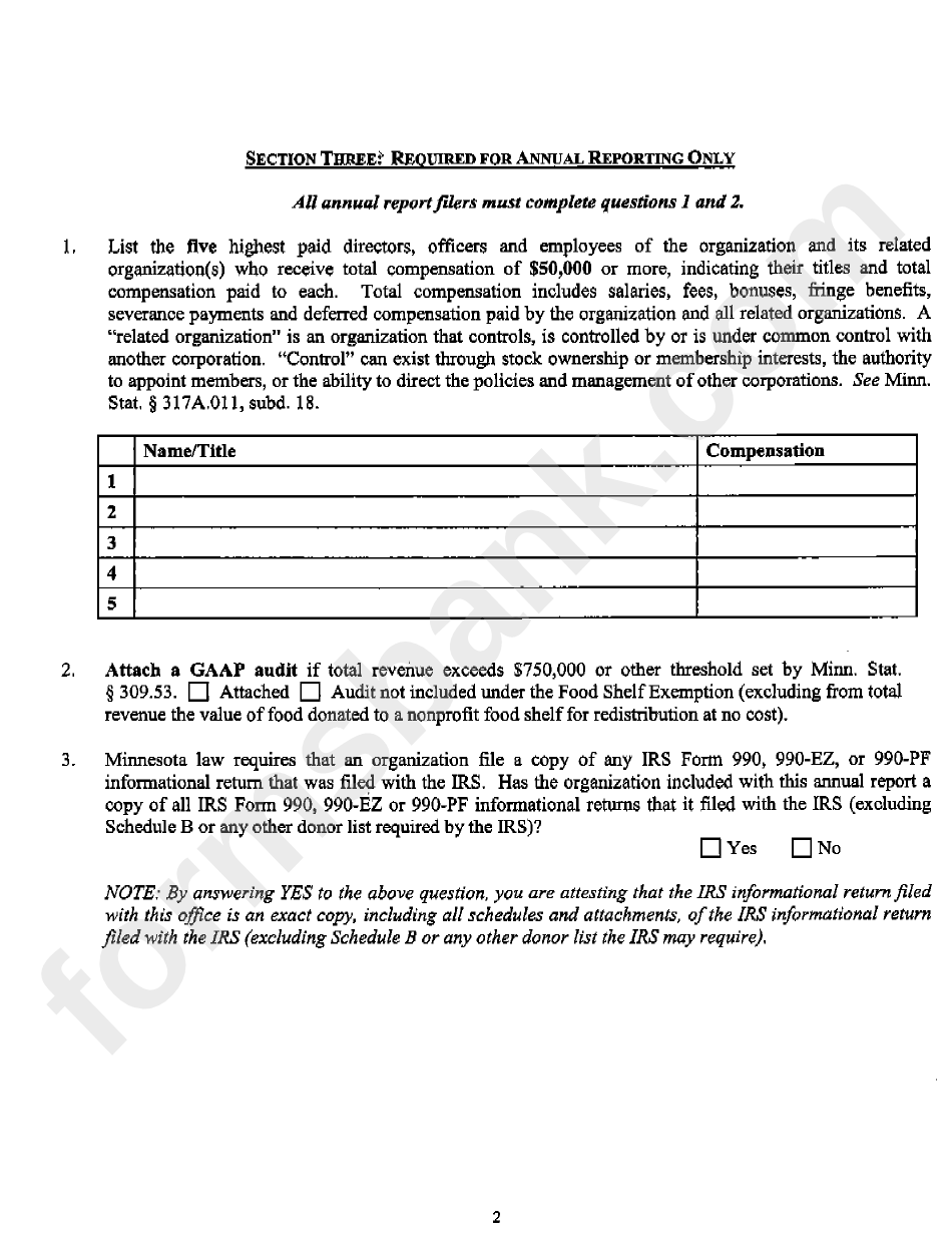 Supplement To Unified Registration Statement Form - State Of Minnesota