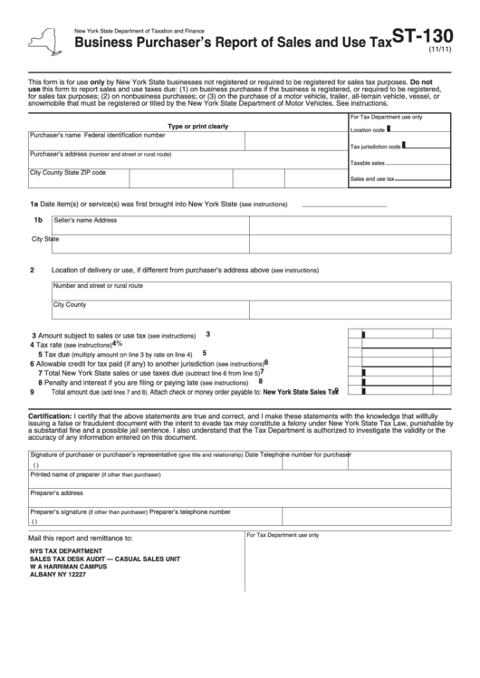 Form St-130 - Business Purchaser