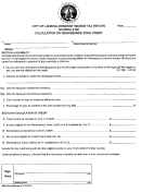 Resident Income Tax Return Form - Schedule Rz - Calculation Or Renaissance Zone Credit - Lansing - Michigan