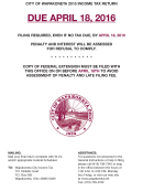 Income Tax Return Filing Instructions Sheet - City Of Wapakoneta 2015