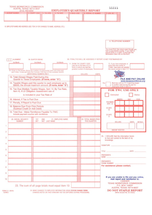 Form C-3 - Employer's Quarterly Report - 2004 - Texas Workforce Commission